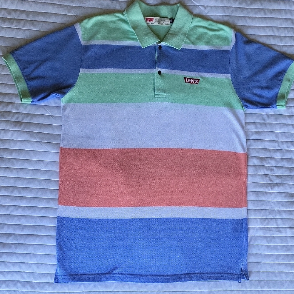 Levi's Polo with Blue and Green Stripes